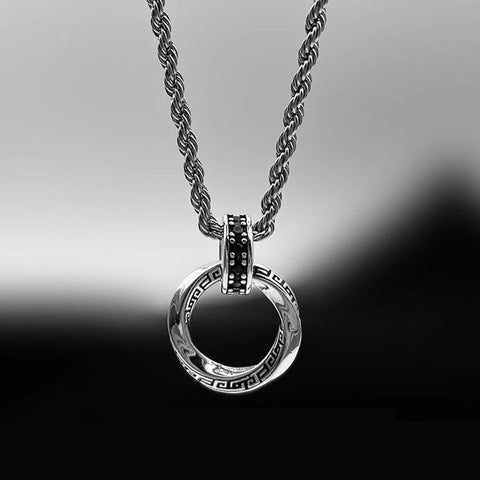 Men's Mobius Ring Necklace, Edgy Niche Design Pendant, High-End Hip Hop Accessory, Unisex Vintage Jewelry