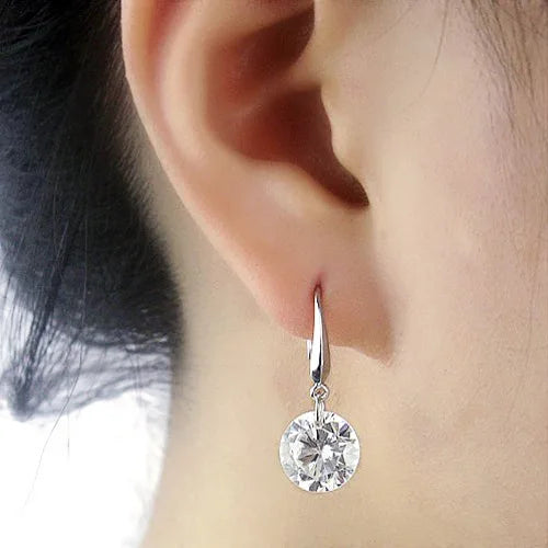 Earring Charm 2025 New Korean Version Of The Popular Fashion Cute Shiny White Crystal Earrings Women's Jewelry Sales Punk