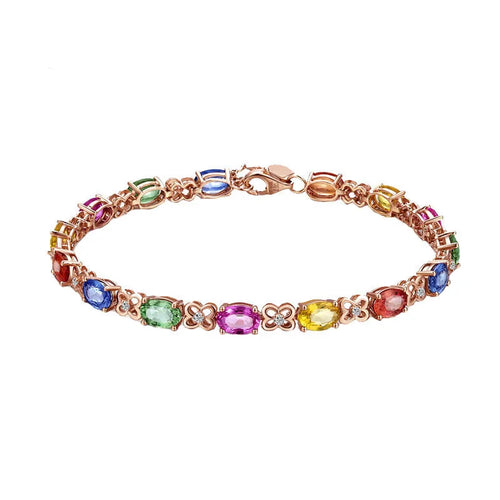 New 925 Silver Bracelet Exquisite Colored Gemstone Rose Gold And Silver Bracelet Woman Charm Jewelry Gift