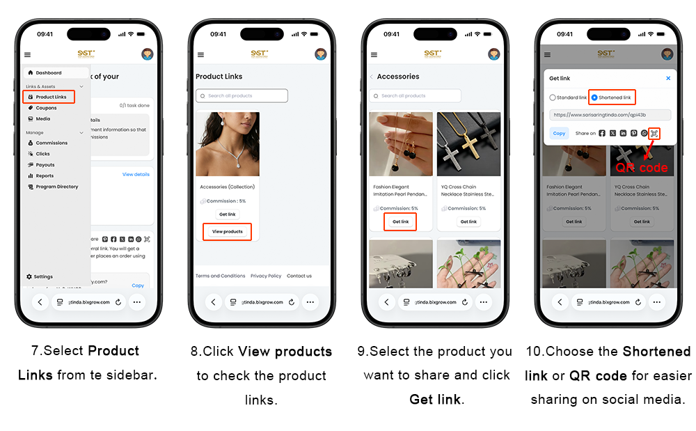 Product Sharing Links