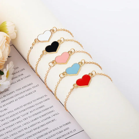 Love Heart Bracelet for Women Adjustable Gold Plated O-chain Anklet Link Friendship Valentines Festive Jewelry Gifts Браслет