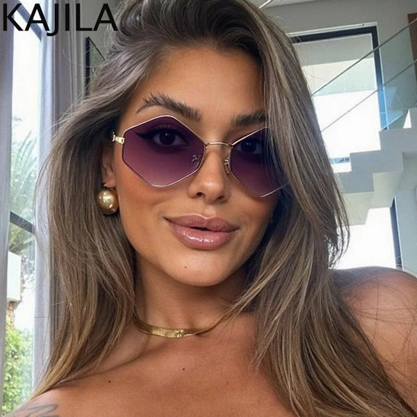 Small Frame Hexagon Punk Sunglasses Women 2026 Luxury Brand Vintage Retro Polygon Sun Glasses For Ladies UV400 Protection Shades