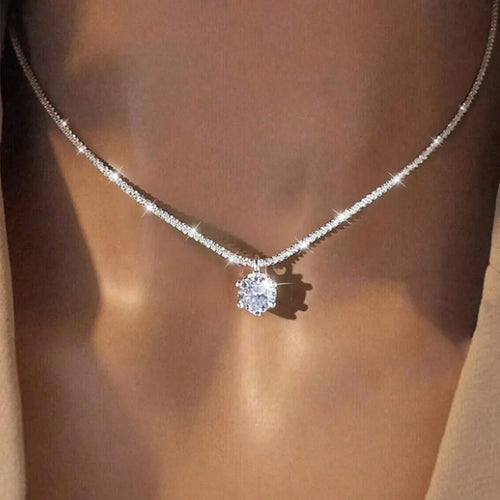 Korean Sparkling Starry Zircon Pendant Necklace For Women Jewelry 2026 Trending New Fashion Women's Silver Color Necklaces