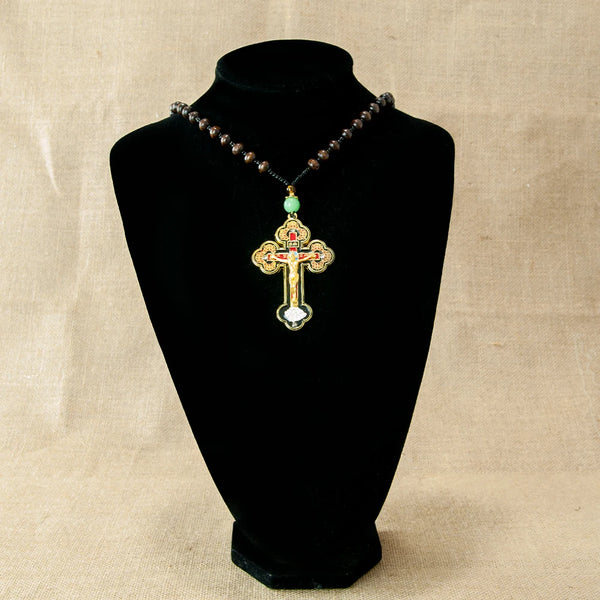 New 2026 Orthodox Crucifix Wood Cross Necklace Rosary Beaded Chain Religious Jesus Cirios Religiosos Prayer Jewelry Box Gift