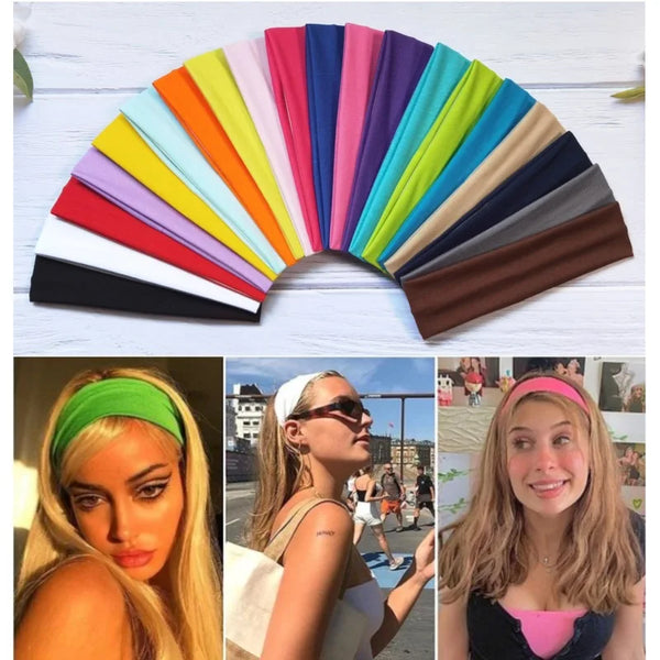 New Summer Sports Yoga Headbands for Women Adjustable Men Running Absorb Sweat Elastic Hair Bands Solid Color Headband Wholesale