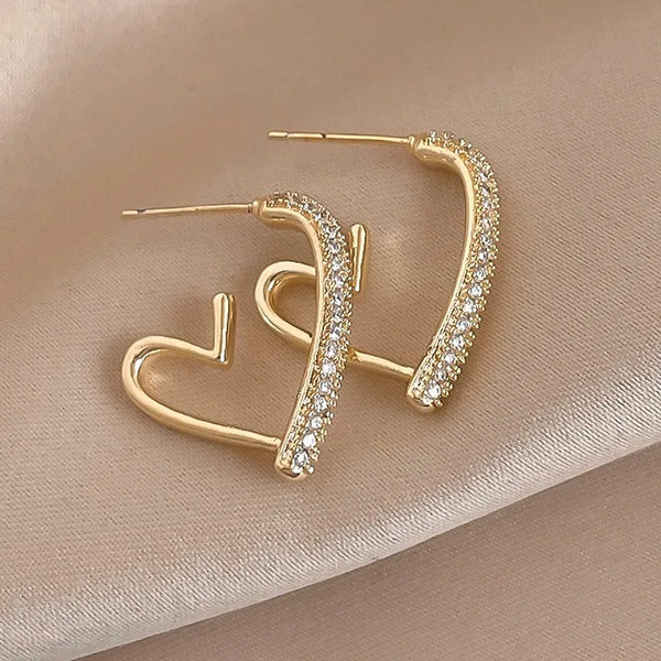 925 Silver Needle Korean Fashion Crystal Heart Earrings For Women Jewelry 2026 Trending New Luxury Women's Hoop Earrings Brincos