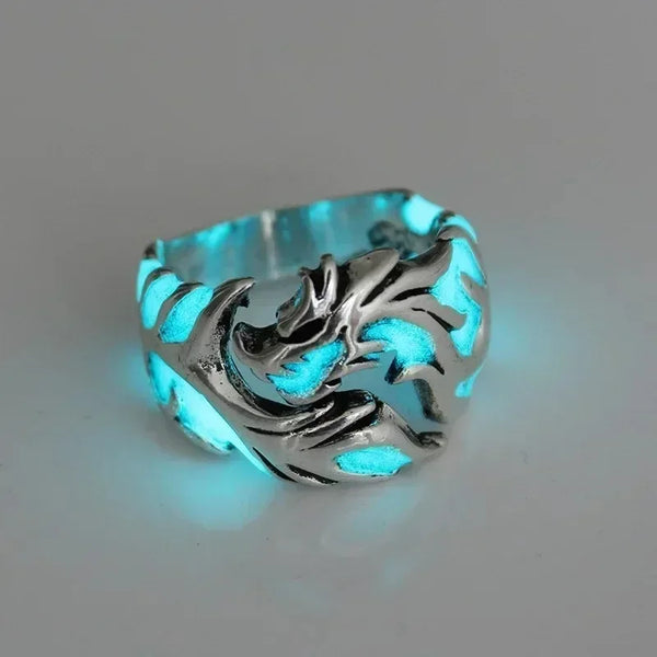 2025 Domineering Vintage Luminous Dragon Hot Sale Rings Gothic Adjustable Men Rings Unique Boys Fashion Jewellery Gift