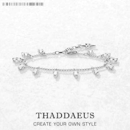 Bracelet Angular Stones With Baguette Cut 925 Sterling Silver Elegant Fine Jewelry Europe Women Trendy Gift