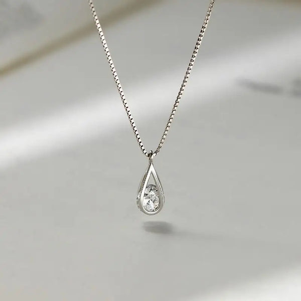 Korean Fashion Water Drop Zircon Necklace For Women Jewelry 2026 Trending New Luxury Silver Color Crystal Necklaces Colar Kolye