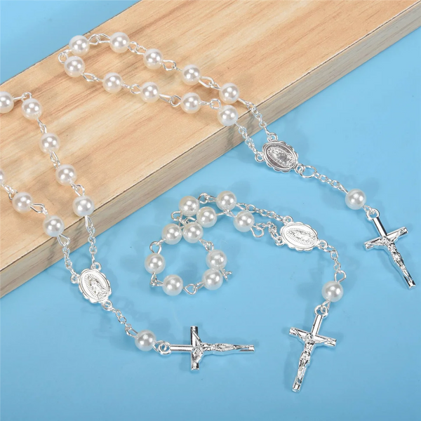 Quality! 30Pcs Baptism Rosary Beads Finger Baptism Rosaries Faux Pearls for Baptism Favors Christening Favors Communion Favors