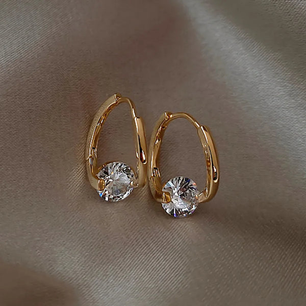 Korean Fashion Zircon Drop Earrings For Women Jewelry 2026 Trending New Luxury Women's Geometric Hoop Earrings Pendientes Gifts