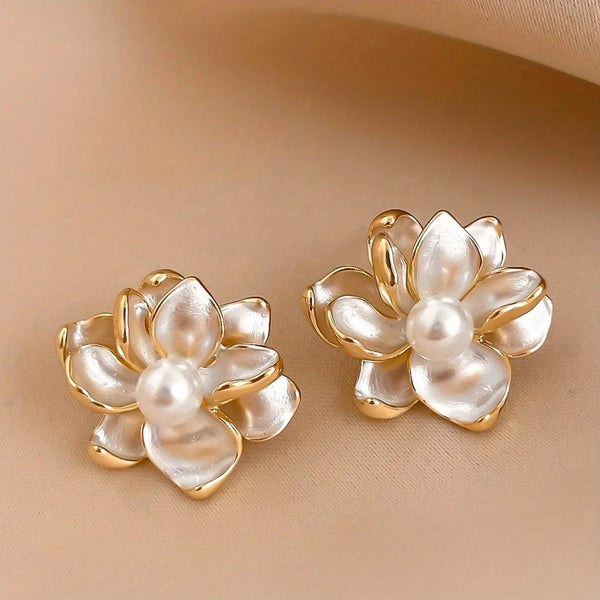 925 Silver Needle Korean Fashion Pearl Flower Earrings For Women Jewelry 2026 Trending New Luxury Women's Stud Earrings Brincos