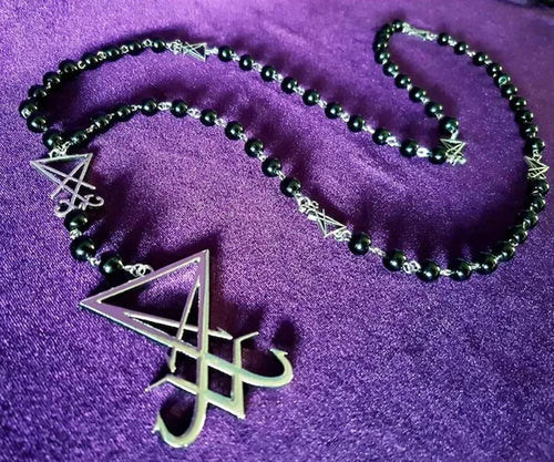 New Sigil Lucifer Rosary Luciferian Necklace occult goth gothic Necklaces left hand path rosary satanic