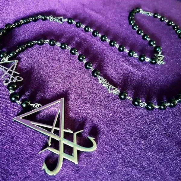 New Sigil Lucifer Rosary Luciferian Necklace occult goth gothic Necklaces left hand path rosary satanic