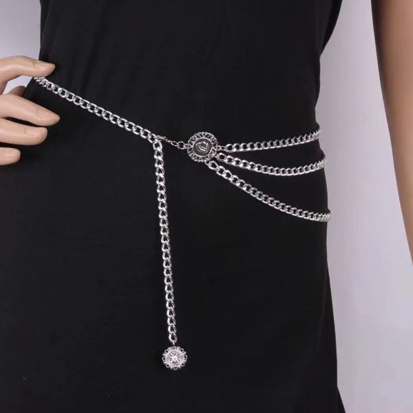 2025 Punk Hip Hop Style All-match Waist Chain Moon Vintage Metal Womans Belt for Dress Vintage High Waist Chain Belt for Women