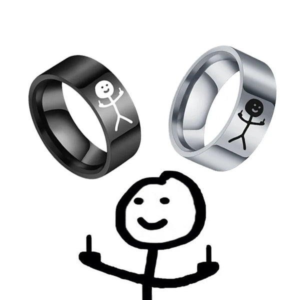 Simple Trend Funny Finger Stickman Ring Hip Hop Doodle Rings For Man Couple Party New Gifts Jewelry