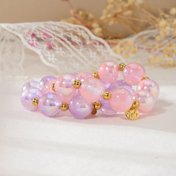 Charming Colorful Beaded Bracelet For Women - Waterproof Elegant Design Jewelry, Spring Summer Candy Color Accessories