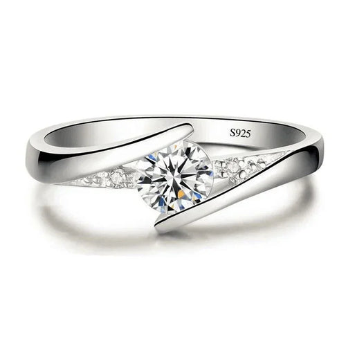 2024 Cute Female Small Round Zircon Stone Ring Vintage Silver Color Wedding Jewelry Promise Crystal Engagement Rings For Women
