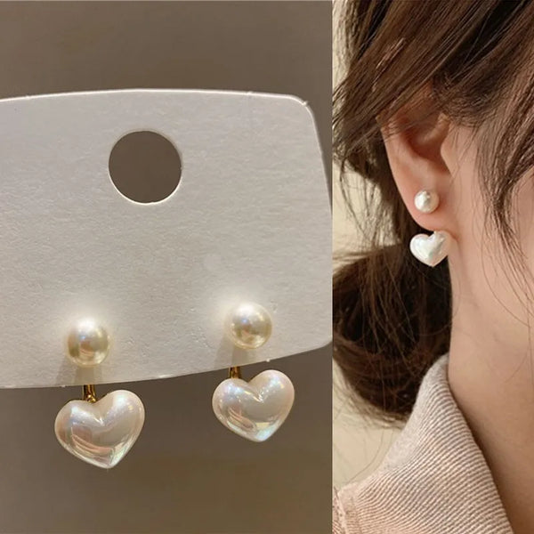 925 Silver Needle Korean Fashion Pearl Earrings For Women Jewelry 2026 Trending New Luxury Women's Heart Pearls Stud Earrings