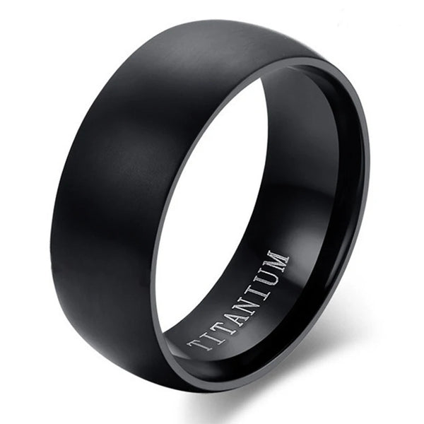 100% Titanium Rings Fashion Classic 8mm Black Color Matte Engagement Anel Charm Jewelry for Male Wedding Bands Gifts Wholesale