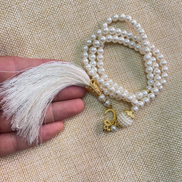 Muslim Rosary Islamic Prayer Beads Bracelet For Women Jewelry Accessories Gift 6mm 99pcs Glass Pearls Tassel Turkish Style