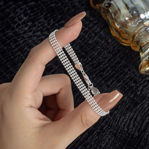 charms 925 sterling Silver Bracelets beads chain for Women men Wedding Lady Pretty Jewelry Fashion Nice Chain 20cm 8inch