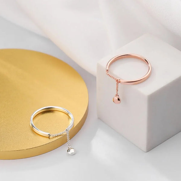 Adjustable Ring Fashionable and Versatile Electroplating Process Sterling Silver Shiny Chain Ring Popular Accessories Durable