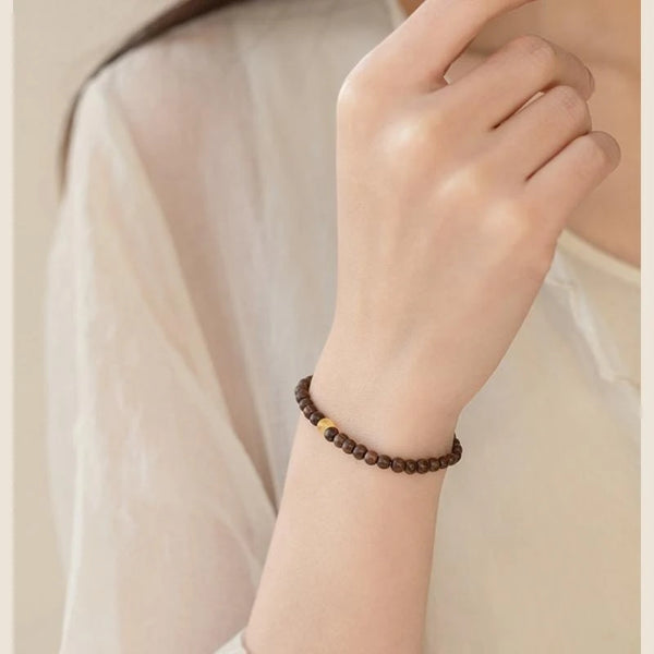 Natural Sandalwood Bracelet for Women Retro Style Wristband Bangles Buddhist Prayer Beads Perfect Gift for Friends