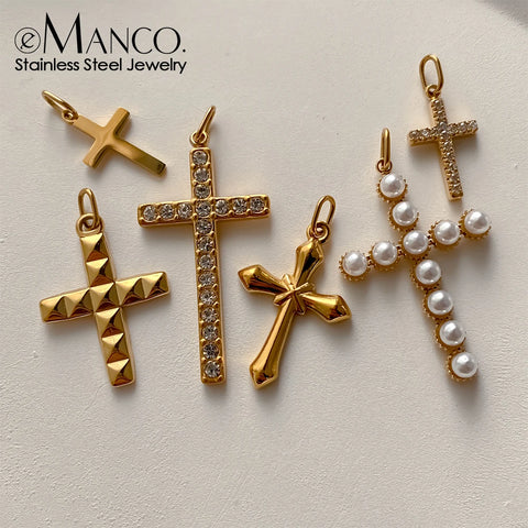 eMancoStainless Steel Cross Charm Pendants For Bracelet Necklace Jewelry Accessories Diy Jewelry Making 48 Hours Shipping
