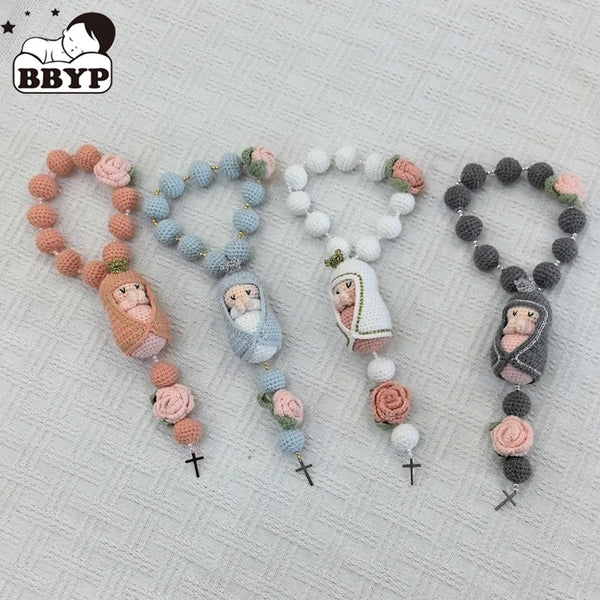 Handmade Christening Baptism wedding engagement Communion birthday Bridal Rosary with Saint Christmas Gift Home Decoration