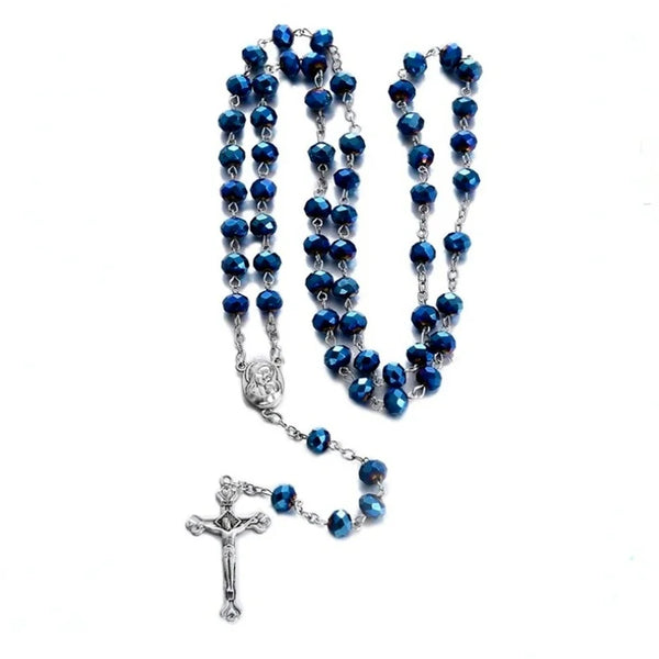 Rosary Beads Car Hanging with Jesus Crucifix Catholic Prayer Gifts Cross Rosary for Men Womens Car Assessoires Interior