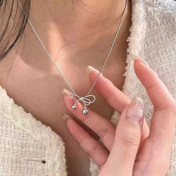 Exquisite Clavicle Chain Elegant Scrub Bow Pendant Necklace for Women Minimalism Personalization Charm Jewerly Birthday Gift