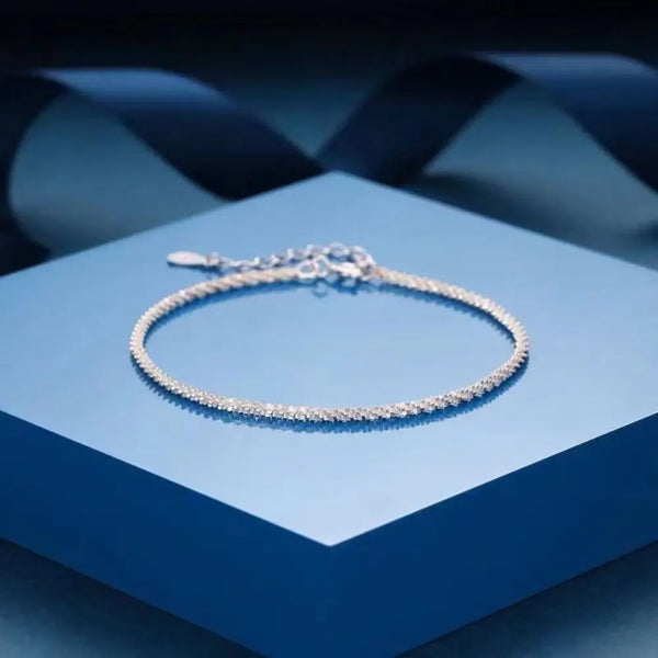 Elegant Simple Metal Bracelet Silver Gravel Beaded Thin Chain Bracelet Hand Jewelry Adjustable Shining Bracelet Party
