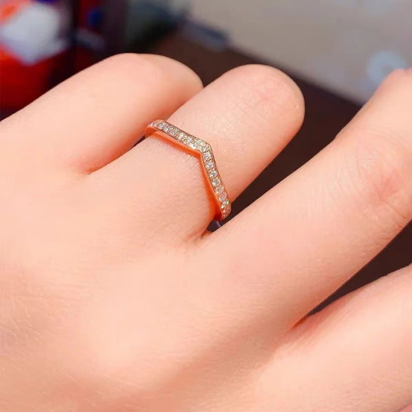 2025 New Fashion Jewelry Ring V-type Unique Design Inlaid Imitation Crystal Ring Jewelry Wholesale Cheap Marketing